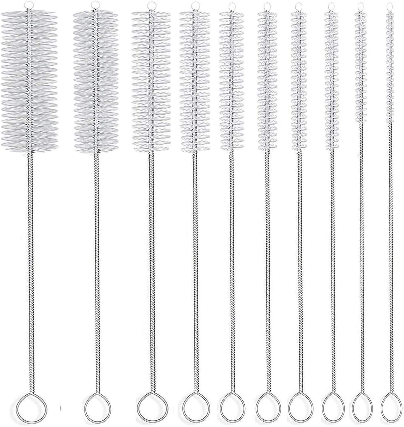10" Tube Cleaning Brush Set, 5 Pack Large, Extra Long Nylon Straw Brushes with Flexible Handles for Bottles, Cleaning Straws, Pipe Cleaners, Keyboard, Glass, Guns, Detailing and Deep Cleaning, Black