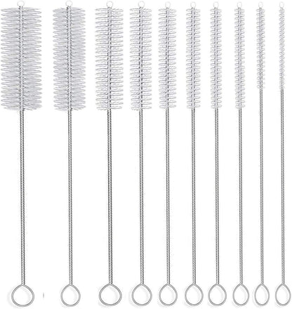 10" Tube Cleaning Brush Set, 5 Pack Large, Extra Long Nylon Straw Brushes with Flexible Handles for Bottles, Cleaning Straws, Pipe Cleaners, Keyboard, Glass, Guns, Detailing and Deep Cleaning, Black