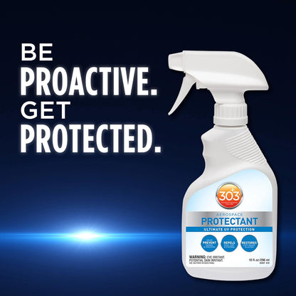 303 Products (30308CSR) UV Protectant Spray for Vinyl, Plastic, Rubber, Fiberglass, Leather & More – Dust and Dirt Repellant - Non-Toxic, Matte Finish, 16 Fl. oz., White
