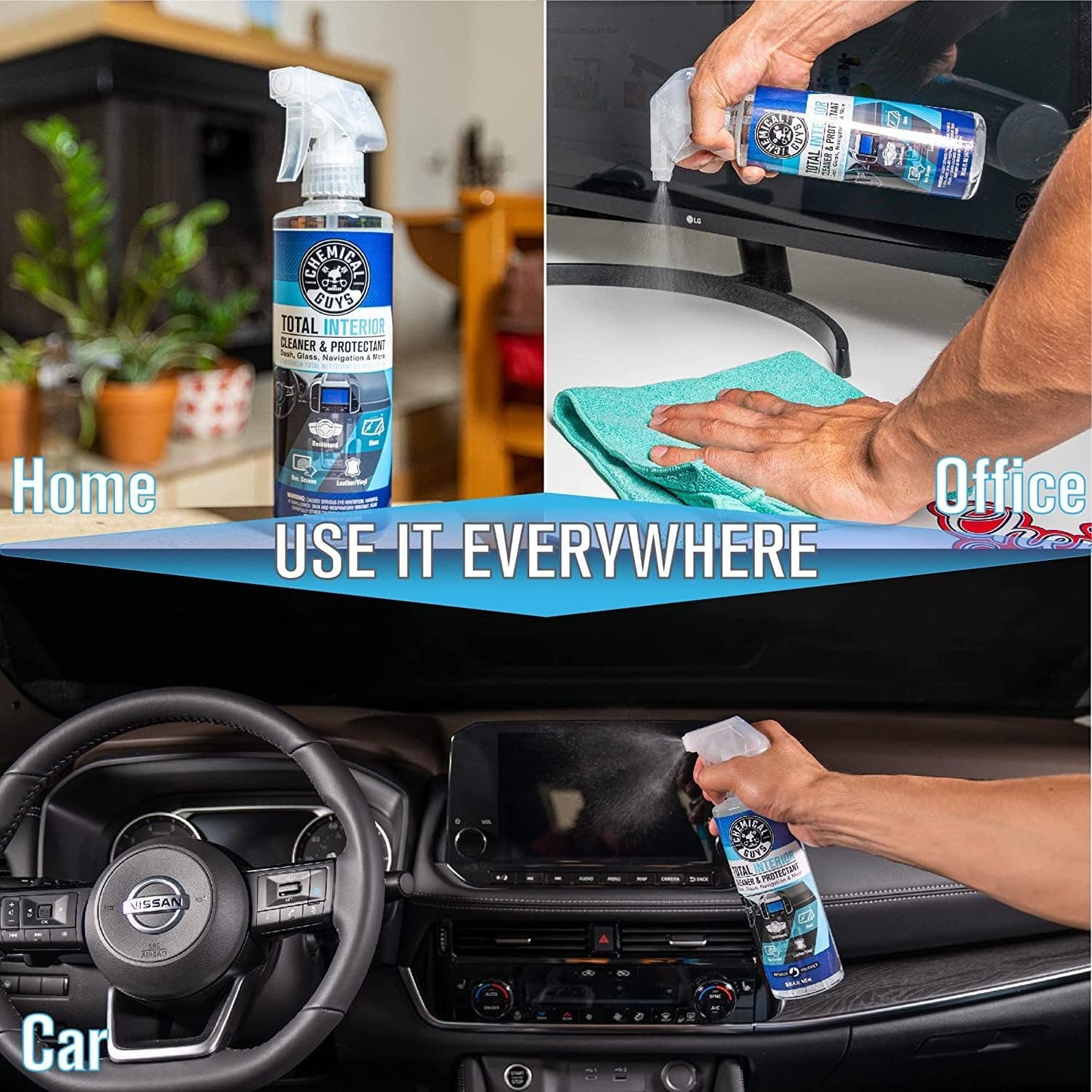 Chemical Guys SPI22016 Total Interior Cleaner and Protectant, 16 fl oz, with Acc_S90 Boar's Hair Detailing Brush, Safe for Cars, Trucks, SUVs, Jeeps, Motorcycles, RVs & More