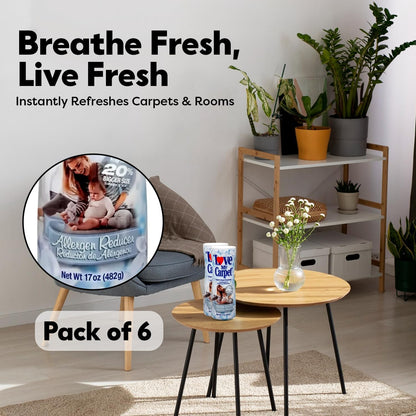 6 Love My Carpet | Carpet Deodorizer & Freshener Powder | 17 oz Pet Odor Eliminator for Strong Odor & Pet Urine | FRESH LINEN | Safe for Homes with Pets