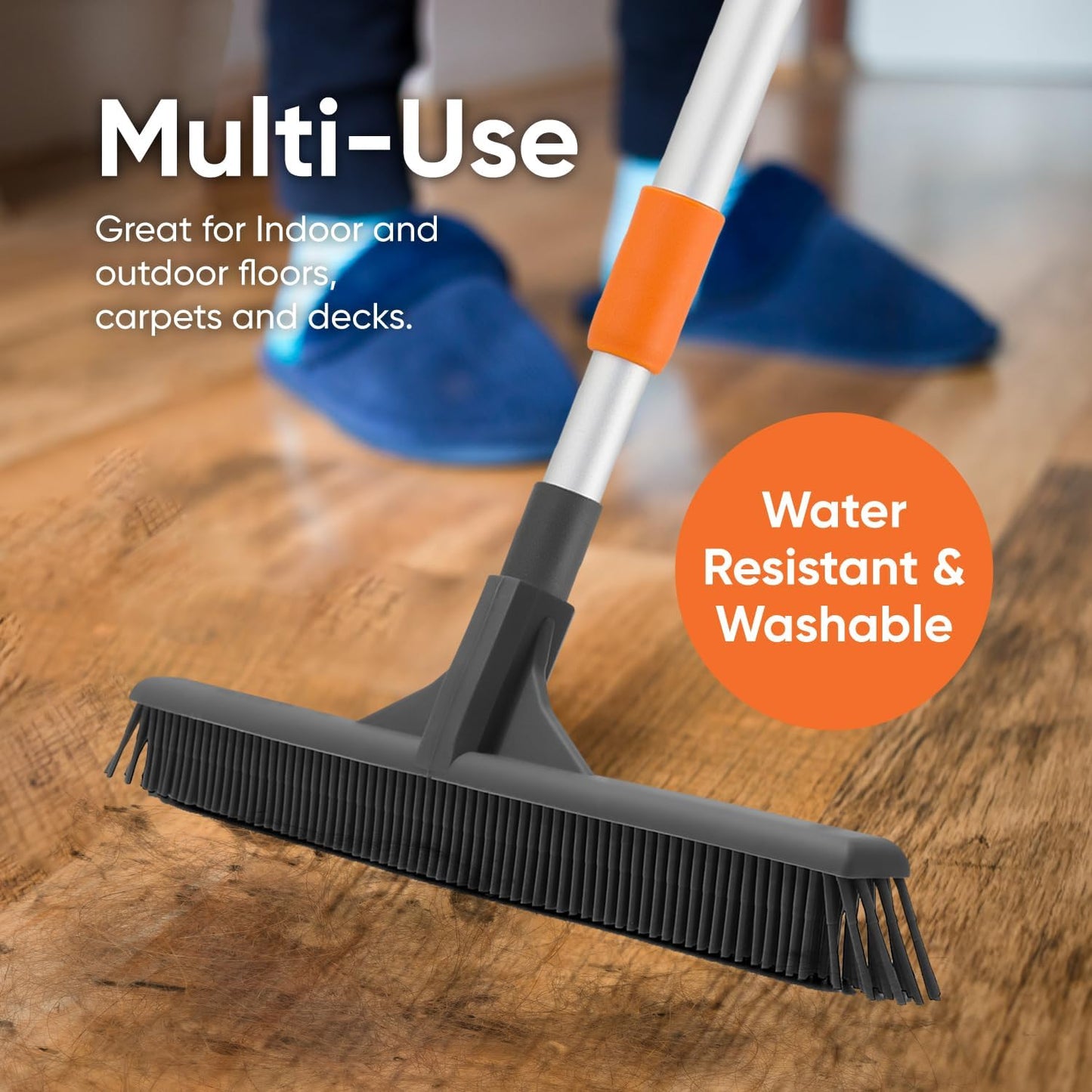 Superio 16"" Slim Silicone Salon Broom - Carpet Rake for Liquid, Human Hair, and Pet Hair, and Fur Space Saving and Easy to Wash, 12811274