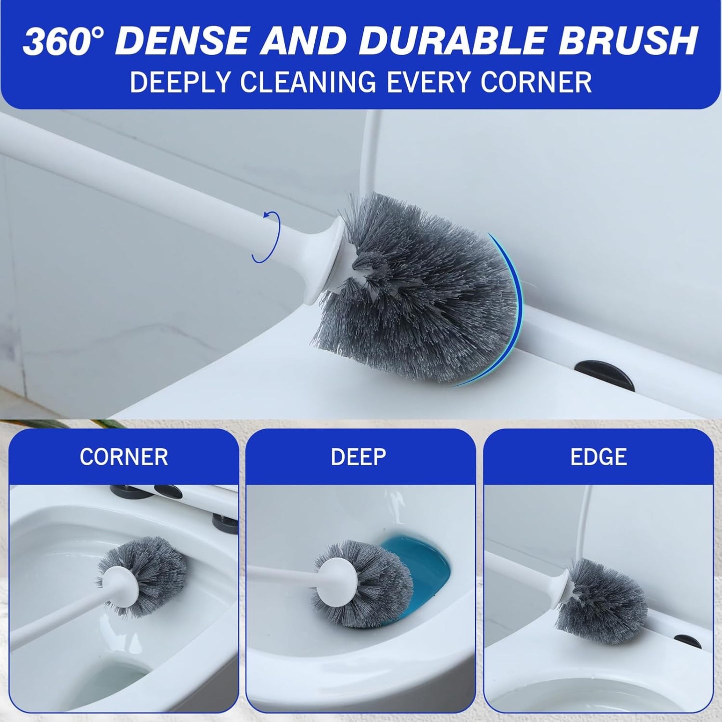 Patelai 6 Pack 18.12 Inch Toilet Bowl Brush and Holder for Bathroom Toilet Bowl Brush Scrubber with Caddy Set for Deep Cleaning (White)
