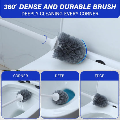 Patelai 6 Pack 18.12 Inch Toilet Bowl Brush and Holder for Bathroom Toilet Bowl Brush Scrubber with Caddy Set for Deep Cleaning (White)