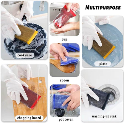 Steel Wool Scrubber Dish Sponges - Kitchen Scrubbing Pads Pot Scrubber for Kitchen Non Scratch, Soft and Fast sponges for Cleaning (6 Pack)
