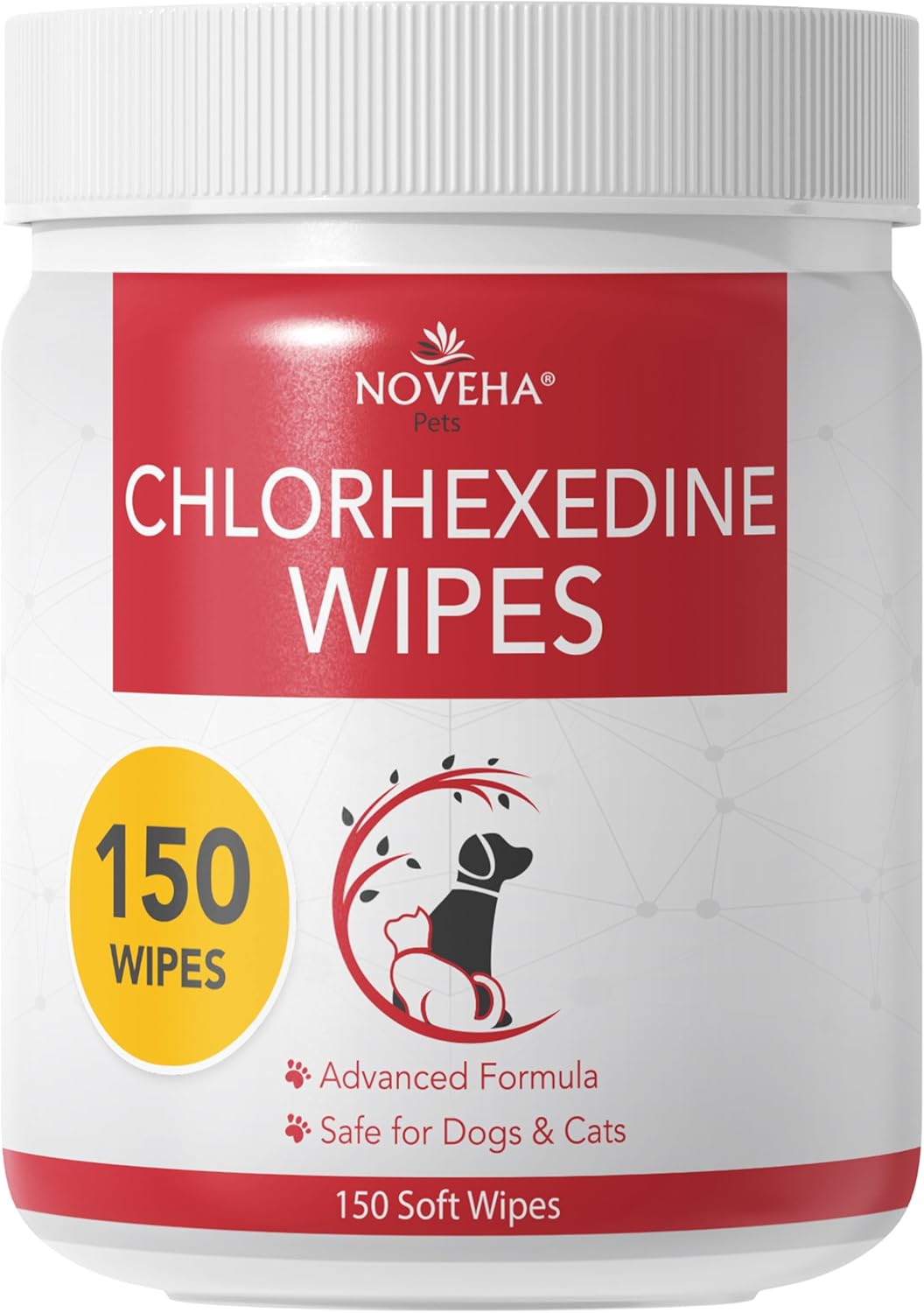 NOVEHA 120PCs XL Formulated Pet Wipes for Dogs & Cats - Safe for Facial & Finger Folds, Underarms, Groin, Hot Spots, Redness & Skin Relief, On-the-Go Size 5.5" x 7"