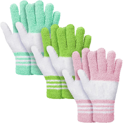 Patelai 3 Pairs Microfiber Plant Dusting Gloves Leaf Cleaning Gloves for Indoor Plants, Blinds, Furniture, House (Green Yellow,Blue,Pink,Medium)