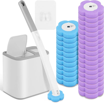 72PCS Disposable Toilet Cleaning Brush Wand Cleaner Refills, Contains Only the Brush Head, Disposable Toilet Cleaning Pads, Bathroom Toilet Bowl Brush and Holder Set (Refills)