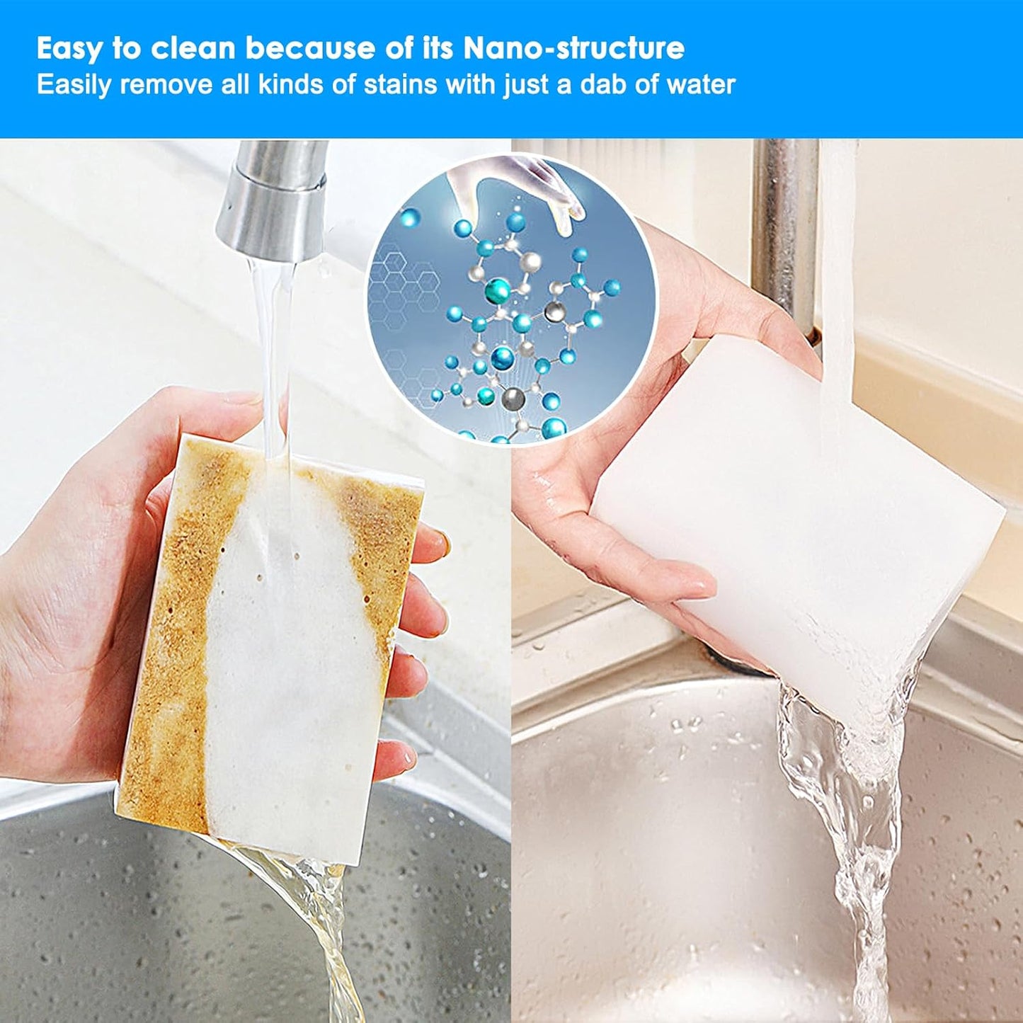 10Pack Melamine Sponges for Multi-Purpose Cleaning - Tough, Durable Magic Sponge Erasers for Use on Sinks, Kitchen, Bathrooms, Walls, Floors, Bathtubs, Shoes, Furniture, Cars - Won't Rip Easily.