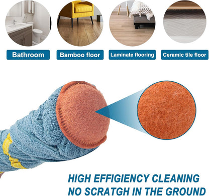 KeFanta Self-Wringing Twist Mop for Floor Cleaning, Long Handled Microfiber Floor Mop with Top Scouring Pad for Kitchen, Hardwood, Restaurant, Bathroom, Garages, Warehouses, Office,57-inch