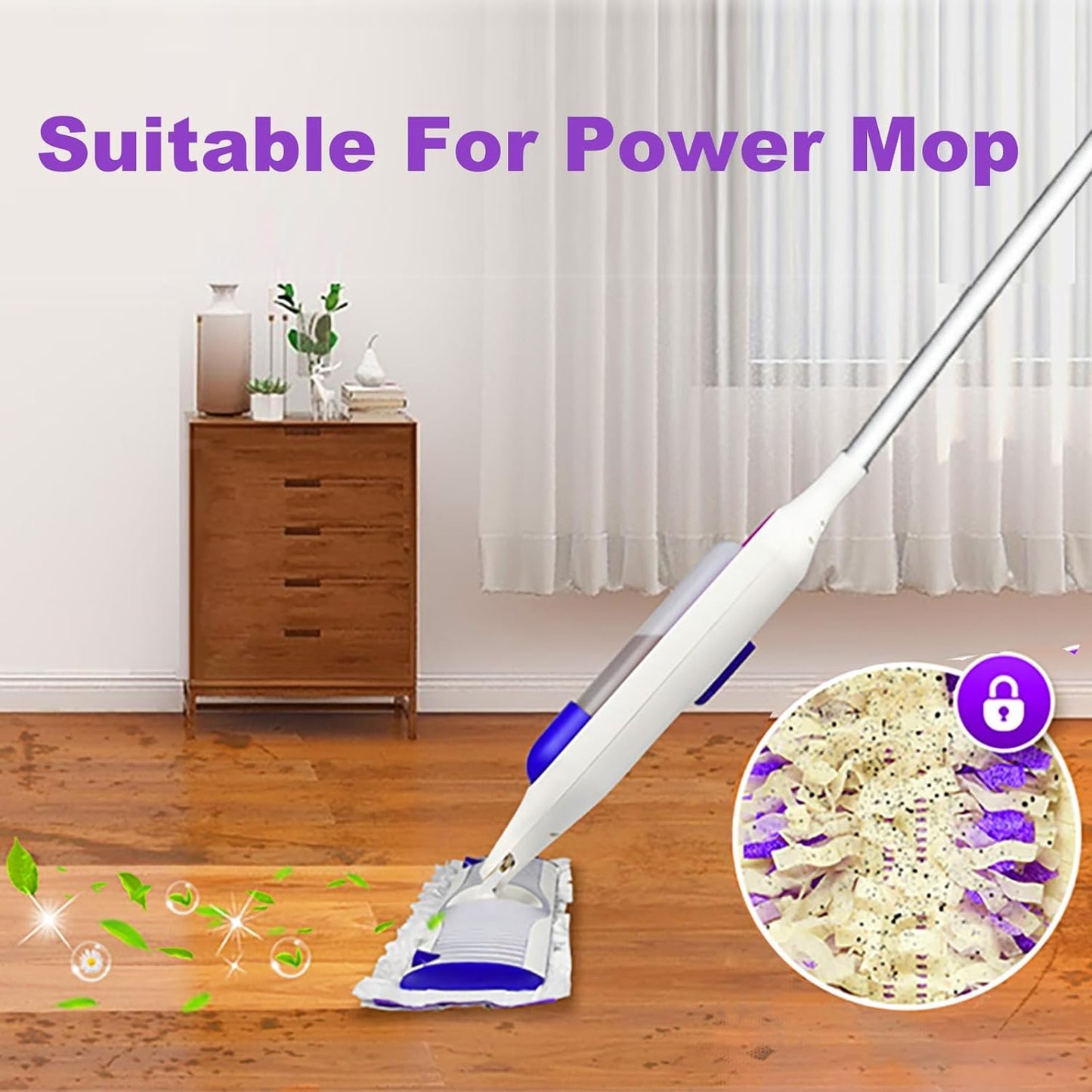 50 Pack Disposable PowerMop Refill Pads for Swiffer Power Mop - 5X Cleaning Power Mop Pads, Compatible with Swiffer Wet Pads Refill, 12 Layers Thickened Durable | Heavy-Duty Absorbent