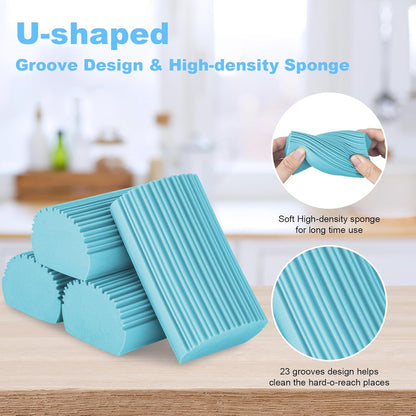 2-Pack Damp Duster Sponge for Clean, Magic Sponge Eraser Baseboard Cleaner Tool, Dusters for Cleaning Blinds, Glass, Vents, Railings, Mirrors,Window Track Grooves and Faucets
