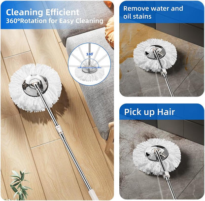 Spin Mop and Bucket with Wringer Set for Home,360° Mop and Bucket with Separate Clean and Dirty Water,Wet Dust Mop for Floor Cleaning with Extra Refills (Green)