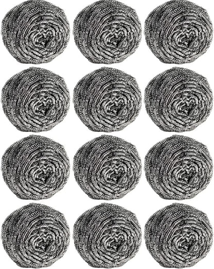 12Pcs Steel Wool Scrubber Pads for Cleaning Dishes, Pans, Pots, Ovens, Grills, Sinks - Stainless Steel Scrubbers for Kitchen, 12 Pack