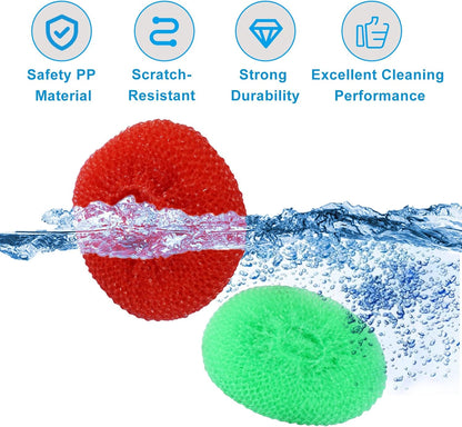 15 Pcs Plastic Dish Scrubbers, Nylon Scouring Pad Mesh Pot Scourers(Blue+Red+Green)