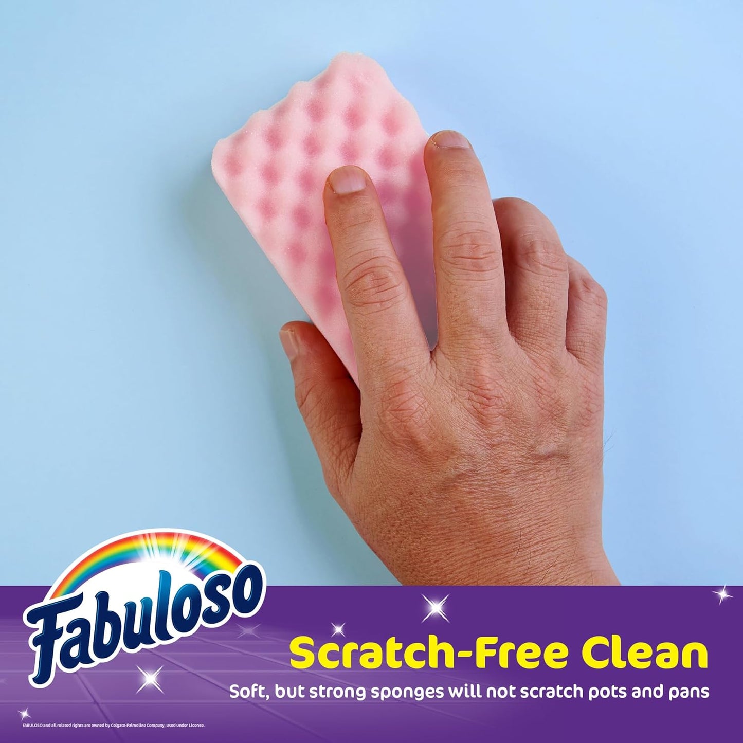 Fabuloso Scratch-Free Kitchen Dish Sponges, Purple Cellulose Scrubber Sponge with Scouring Pad for Dishes, Pots, Pans, Counters and Sinks, Tough on Messes, 4.25 x 2.75 x 1.25 in, 6 Count