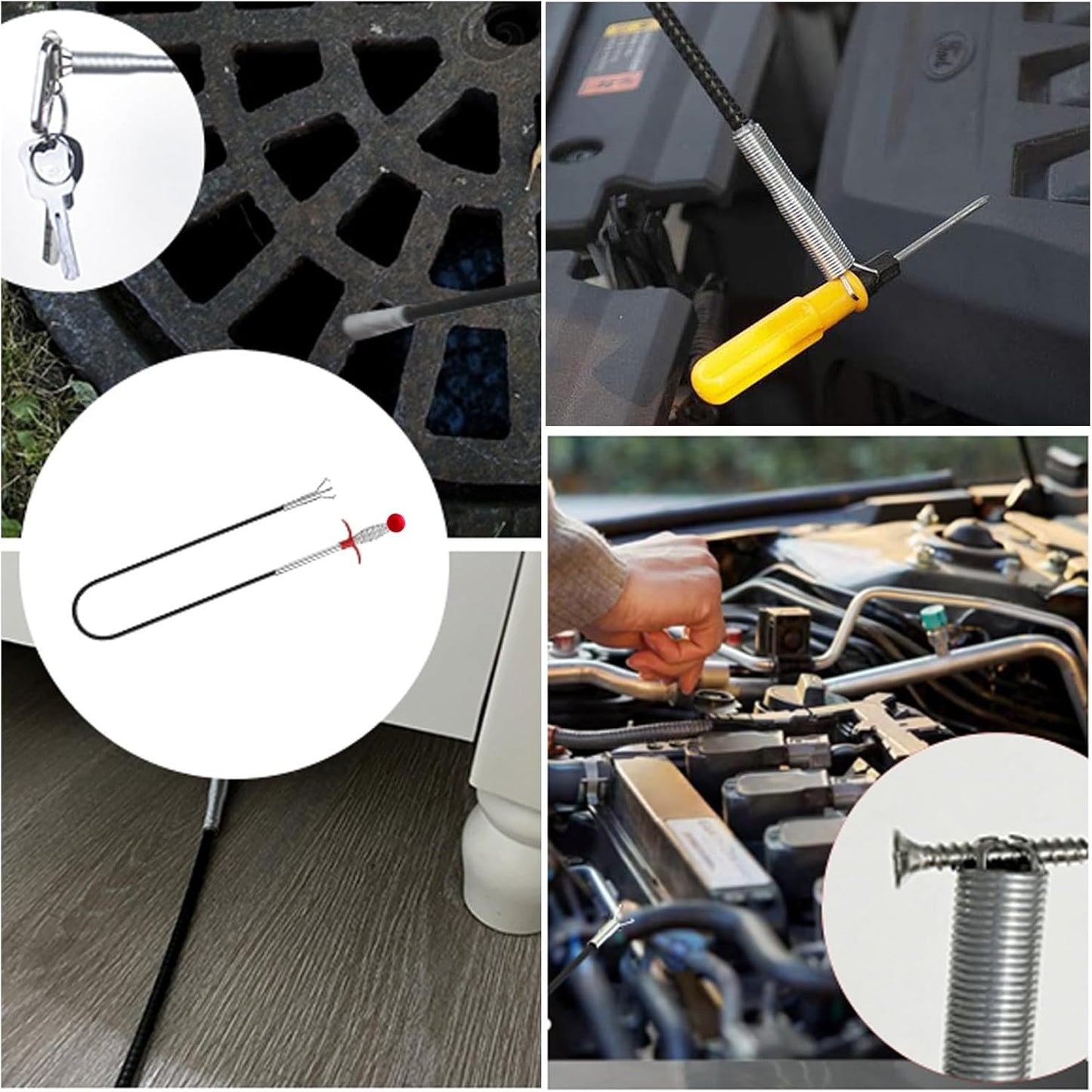 76 inch Drain Snake,Drain Clog Remover - Flexible Grabber Claw Pick Up Reacher Tool for Home Sink, Bathroom Tub,Drain, Toilet, Tight Spaces