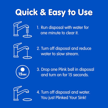 Plink Garbage Disposal Cleaner, Freshener & Odor Removing Balls, Easy to Use, Fresh Lemon Scent, 40 Count