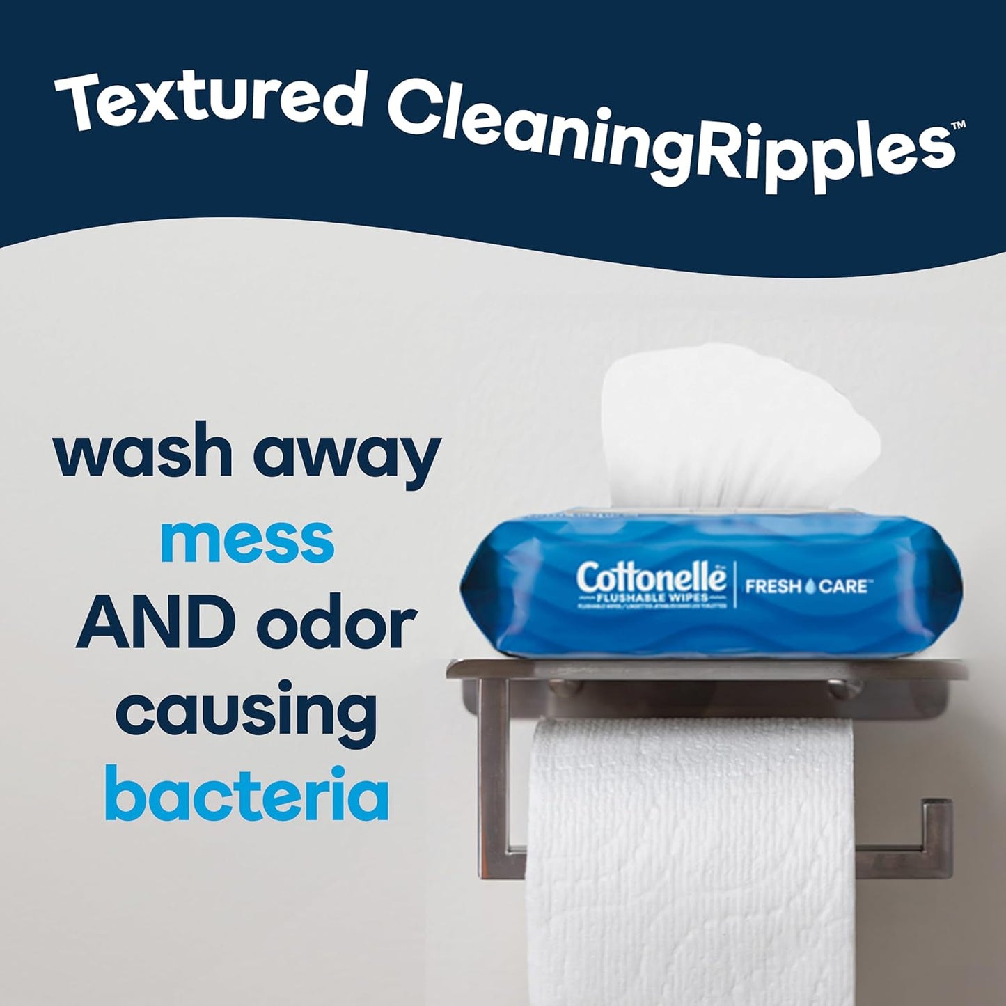 Cottonelle Fragrance Free Flushable Wet Wipes, Adult Wet Wipes, 2 Flip-Top Packs, 42 Wipes Per Pack