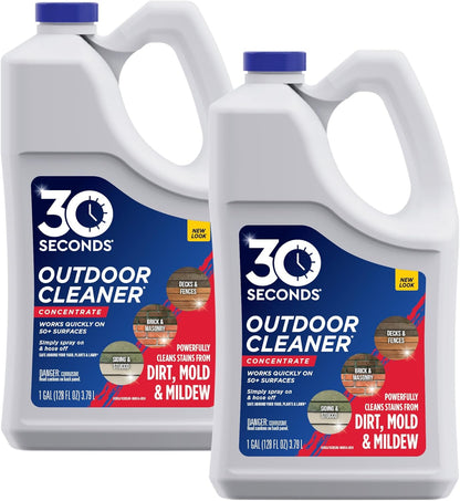 30 SECONDS Outdoor Cleaner Dirt,Mold & Mildew Cleaner & Stain Remover Concentrate | 1 Gallon