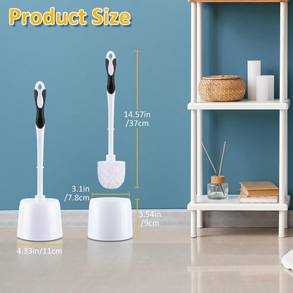 Tioncy 6 Pack Toilet Brush with Holder, 14.96 Inch Toilet Bowl Brush Set, Stiff Bristles Scrubber for Deep Cleaning, Base Caddy, Bathroom Cleaning Supplies (Blue,White)