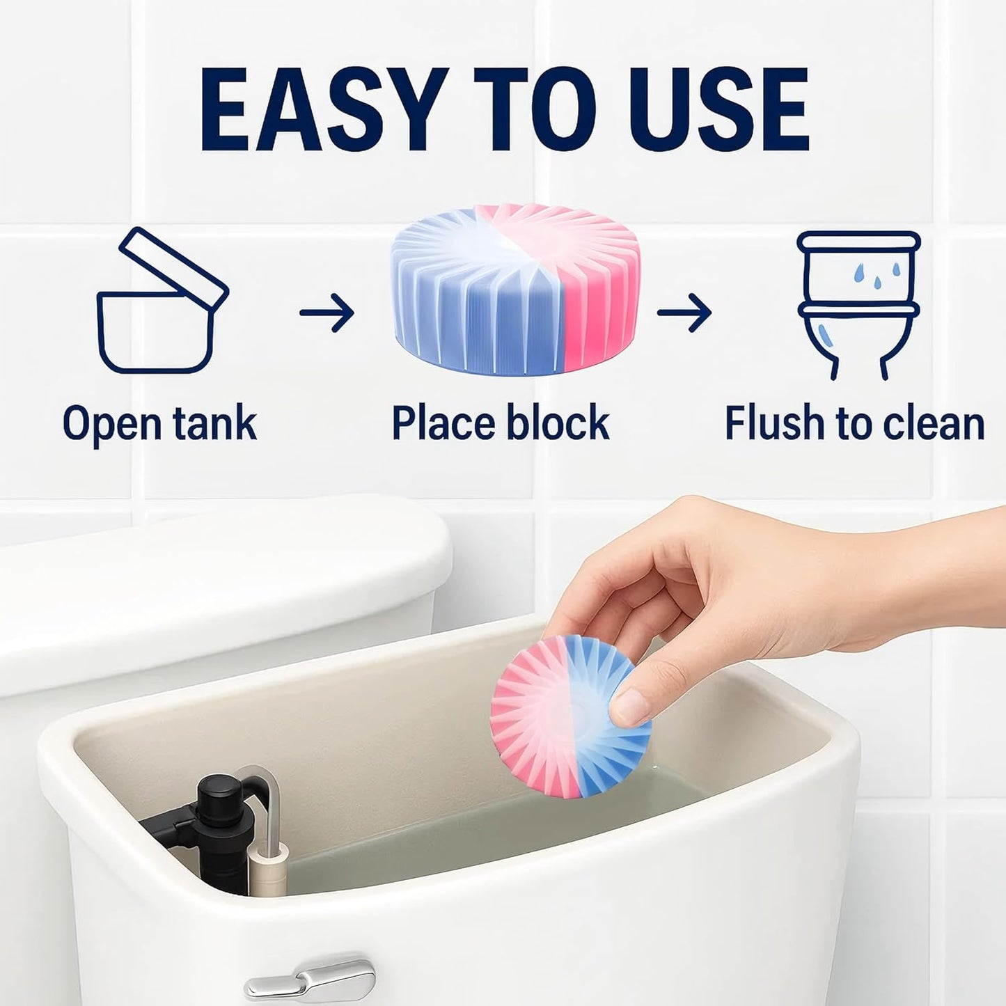 Automatic Toilet Bowl Cleaner Tablets, 10 Pack Long-Lasting Toilet Tank Cleaner for Bathroom, Blue Water Freshener, Prevents Stains & Odor, Safe for All Toilets - 10 Pack (Pink+Blue)