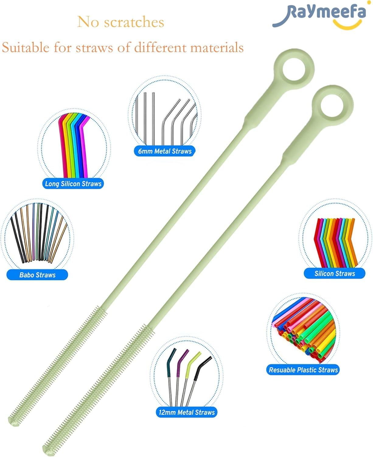 Straw Cleaner Brush Set - Raymeefa Scratch-Free Detail Cleaning for Reusable Straws & Tumblers (Blue)