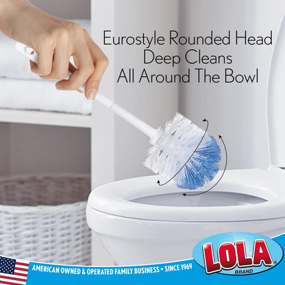 Toilet Brush and Holder Set, By LOLA, 2 Pack, Classic Version, Durable Bristles for Deep Cleaning, w/Compact Space Saving Storage Holder