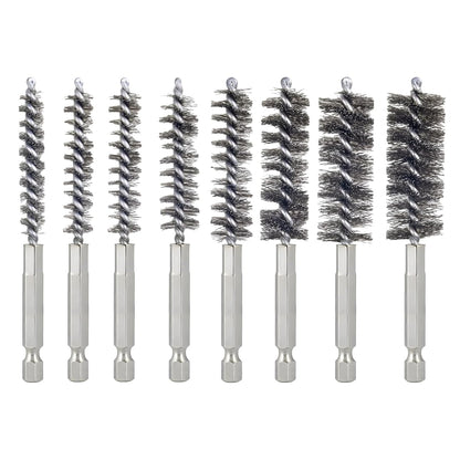 Bore Brush for Drill – 6pcs Stainless Steel Wire Tube Brush in Different Sizes, Twisted Wire Cleaning Brush with 1/4" Hex Shank, bore Brush Copper Pipe Cleaner for Power Drill & Tube Cleaning