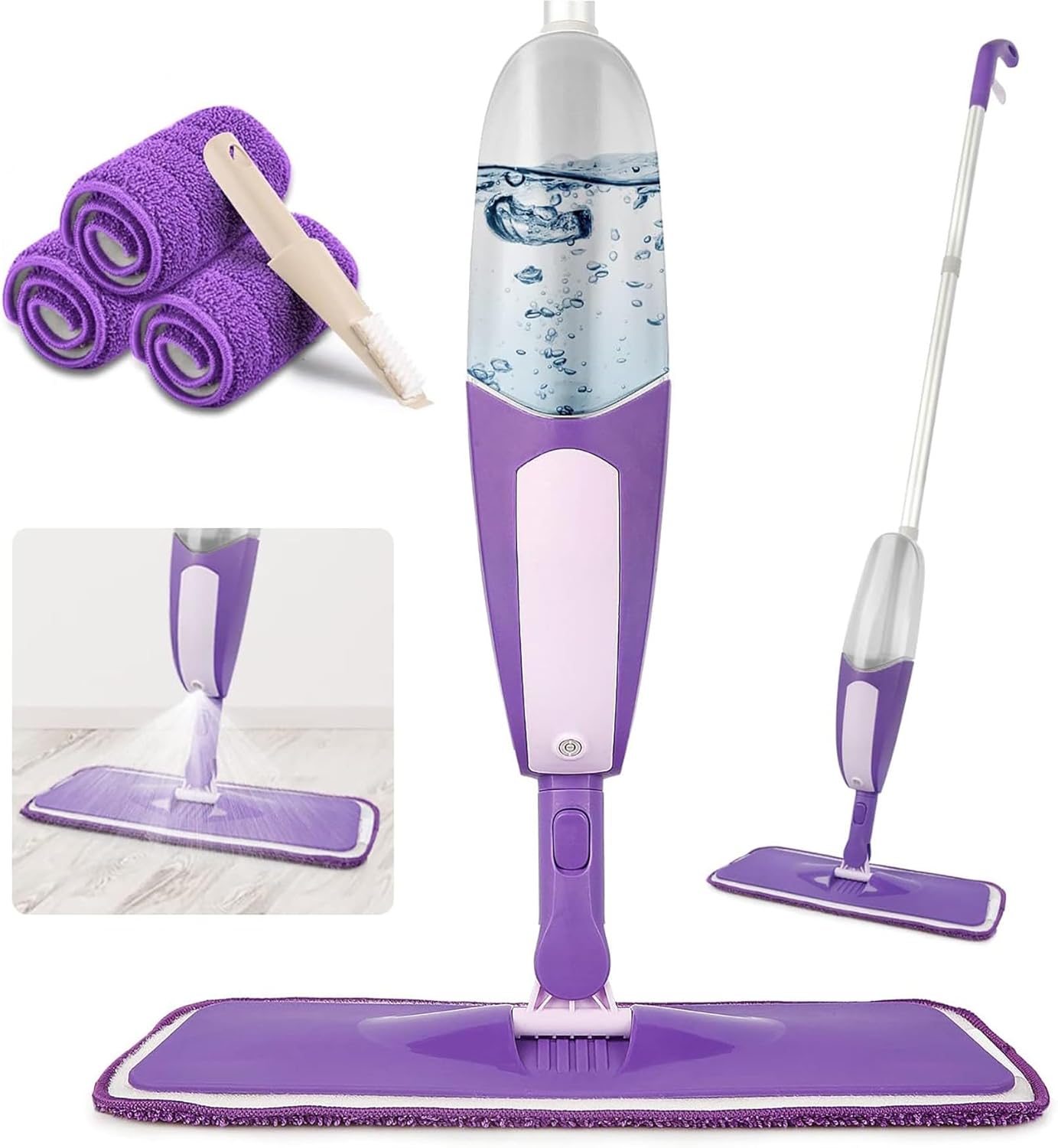 Microfiber Spray Mops for Floor Cleaning - SEVENMAX Dry Wet Floor Mop with Sprayer 3 Washable Pads fit Swiffer Powermop for Hardwood Laminate Tile Wood Vinyl Ceramic Home Kitchen Cleaning