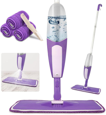 Microfiber Spray Mops for Floor Cleaning - SEVENMAX Dry Wet Floor Mop with Sprayer 3 Washable Pads fit Swiffer Powermop for Hardwood Laminate Tile Wood Vinyl Ceramic Home Kitchen Cleaning