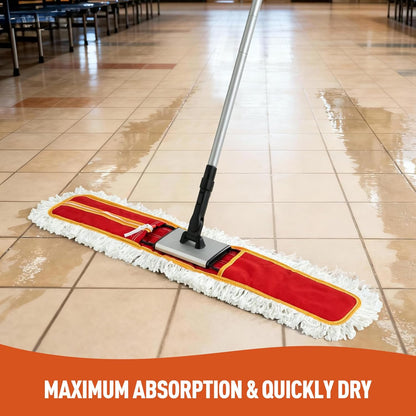 CLEANHOME 36" Commercial Dust Mops for Floor Cleaning Heavy Duty Floor Duster Mop with Long Handle Hotel Gym Household Cleaning Supplies for Hardwood, Tiles, Marble Floors (Green)