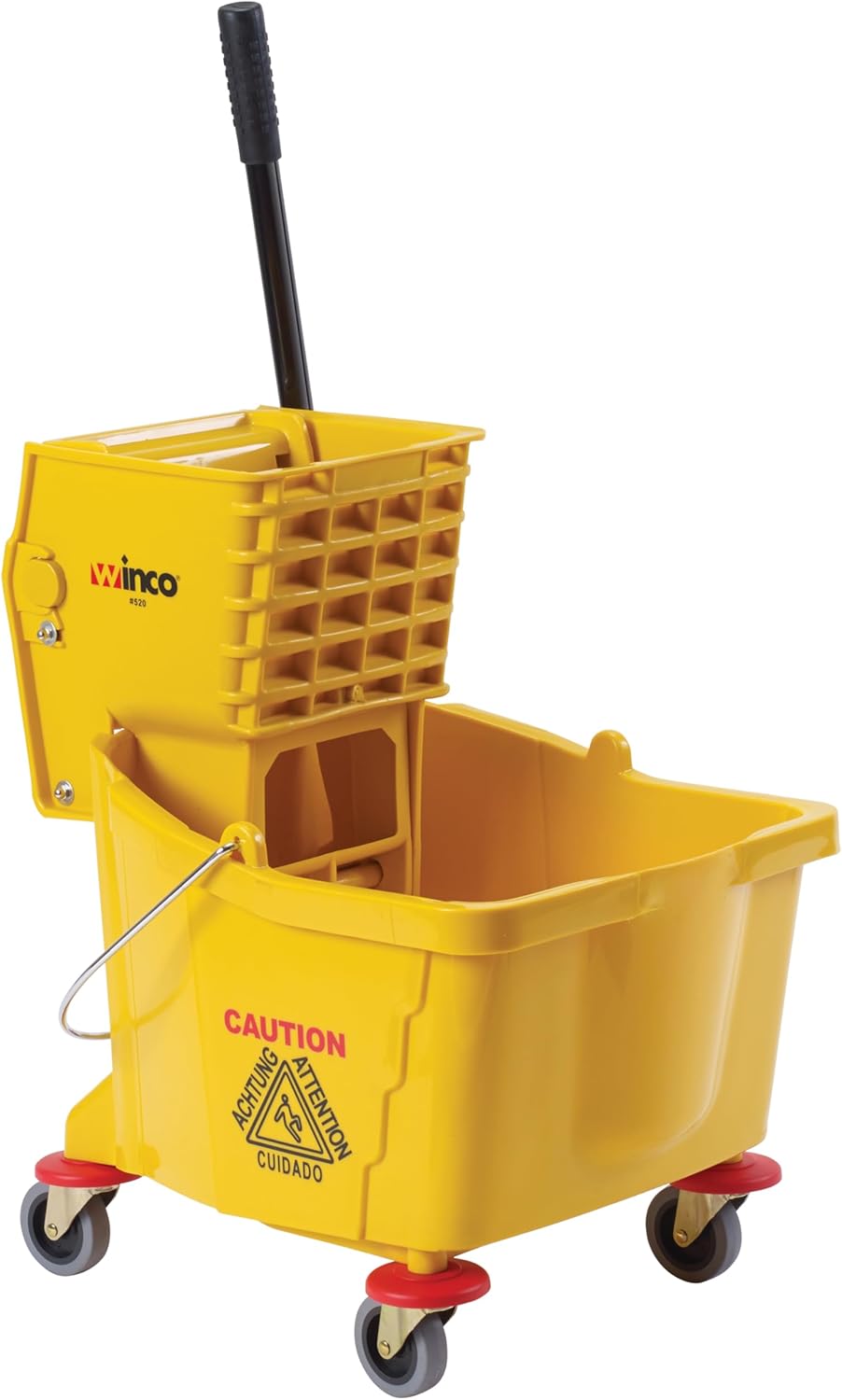 Winco Commercial Mop Bucket on Wheels, 26 Quart, Yellow