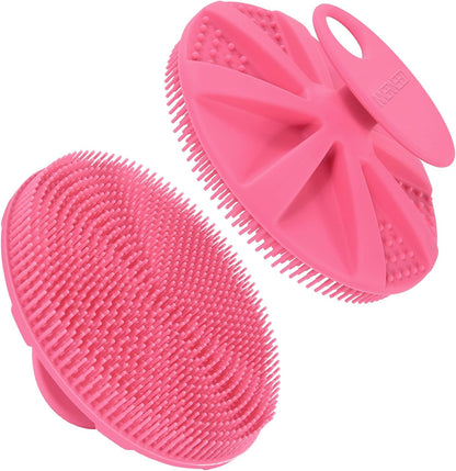 INNERNEED Food-Grade Soft Silicone Body Scrubber Shower Brush Handheld Cleansing Skin Brush, Gentle Exfoliating and Lather Well (Black)