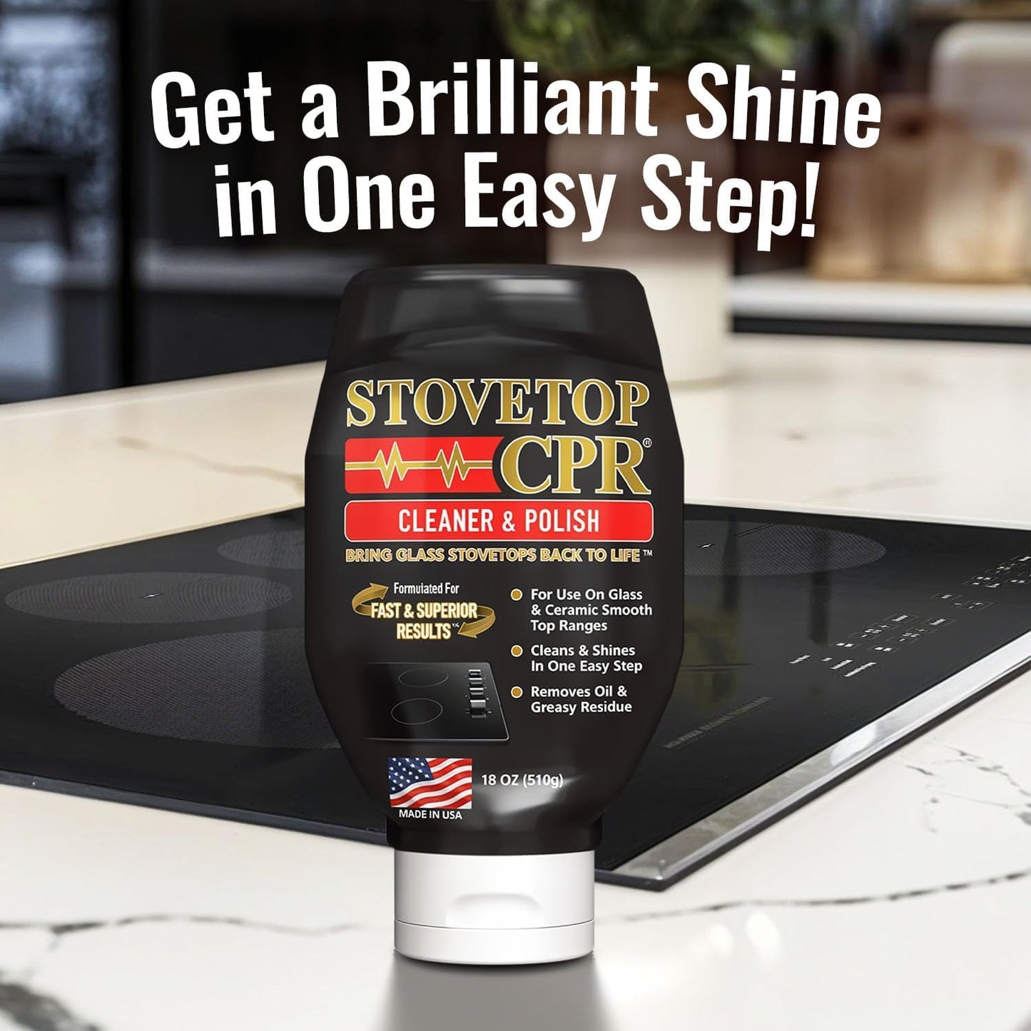 Stovetop CPR Glass Cooktop Cleaner Kit (18oz) – Ceramic Stove Cleaner, Polish, Scrubber Pads, Razor Scraper & Microfiber Towels