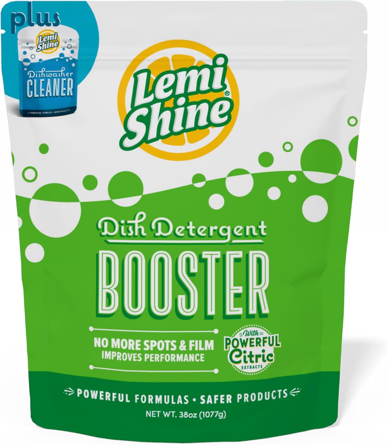 Lemi Shine Natural Dish Detergent Booster - Hard Water Stain Remover - Multi-Use Citric Acid Cleaner - 24 oz (2 Pack)