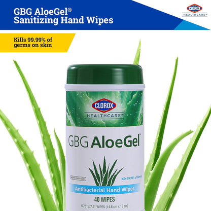 Clorox Healthcare GBG AloeGel Hand Sanitizer Wipes, Bleach-Free Sanitizing Wipes for Hands with 71% Ethyl Alcohol and Aloe - FDA Registered, Resealable Travel Pouch, 20 Count