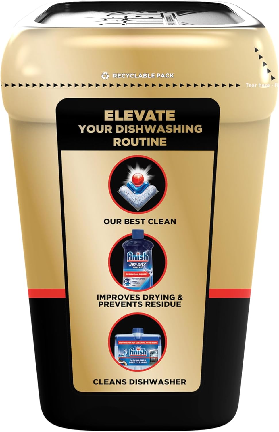 Finish Ultimate Dishwasher Pods, No Pre-Rinse Dishwasher Detergent Soap Removes Burnt-On Stain, with CycleSync Technology, Degreasing & Scrubbing Power, 38 Count