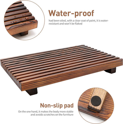 Renawe Small Kitchen Sink Soap Tray for Counter Soap Dish Dispenser Holder Wooden Risers Stand for Bathroom Decor Farmhouse Wood Pedestal Kitchen Accessories Countertop Vanity Counter Decorative Tray