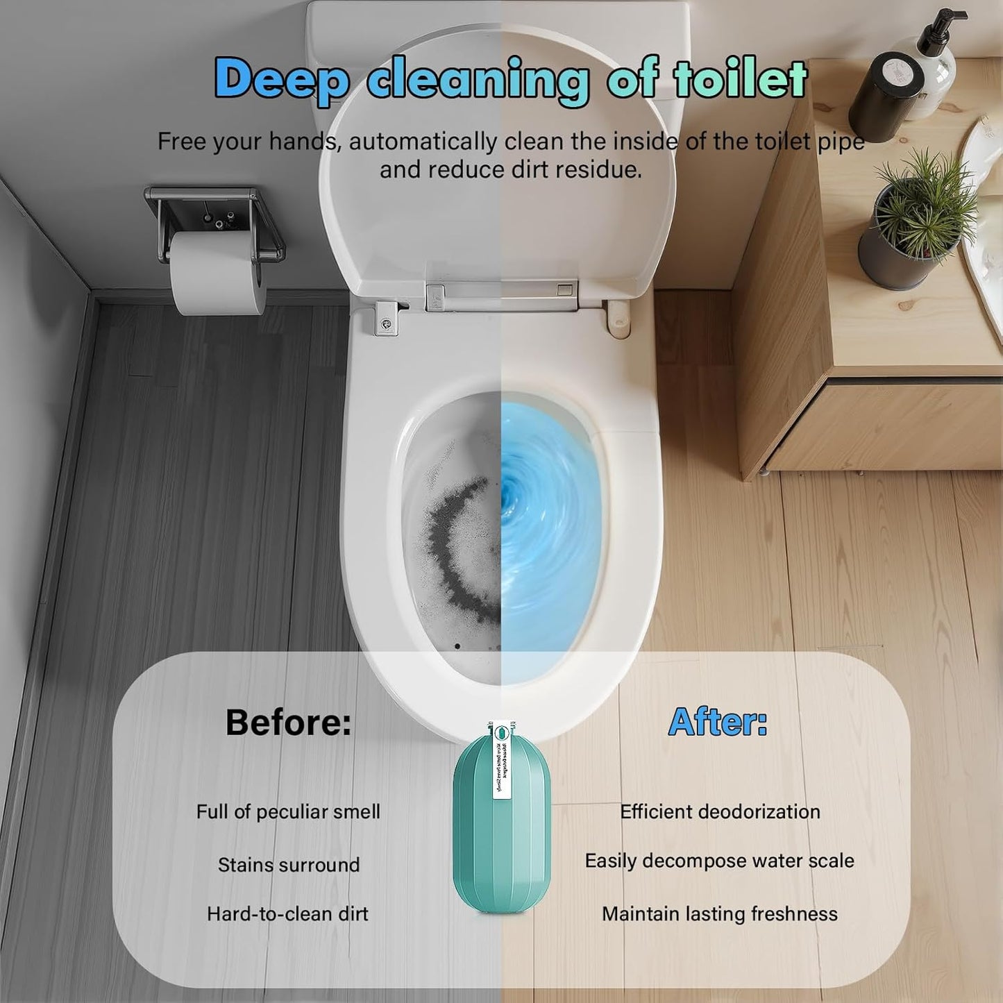 Acina Toilet Cleaner 2Pcs: Toilets Pro Bowl Clean Capsules for bathroom, Toilet Tank Cleaning for Stains & Limescale, Automatic Long-Lasting Blue Powerful Cleaning, Easy Use for Home, Travel & Office
