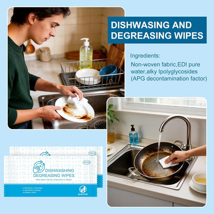 Dish Wipes for Camping Individually Wrapped Dish Cleaning Wipes Travel Unscent 7.7”x 7.3” Disposable for Kitchen Outdoor Traveling RV Quick Clean (Pack of 50)