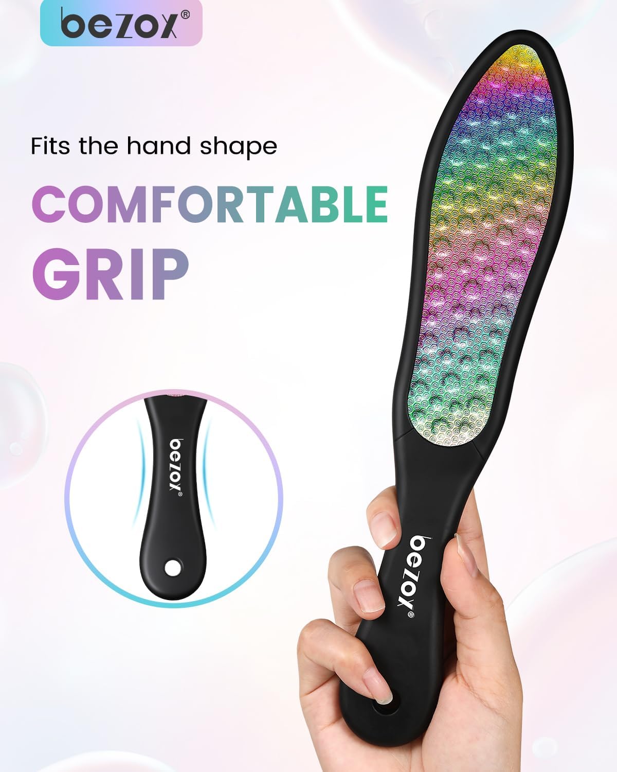 BEZOX Foot File Callus Remover, Double Sided Foot Scrubber for Dead Skin, Stainless Steel Pedicure File for Cracked Heel W/Cloth Storage Bag & Gift Box
