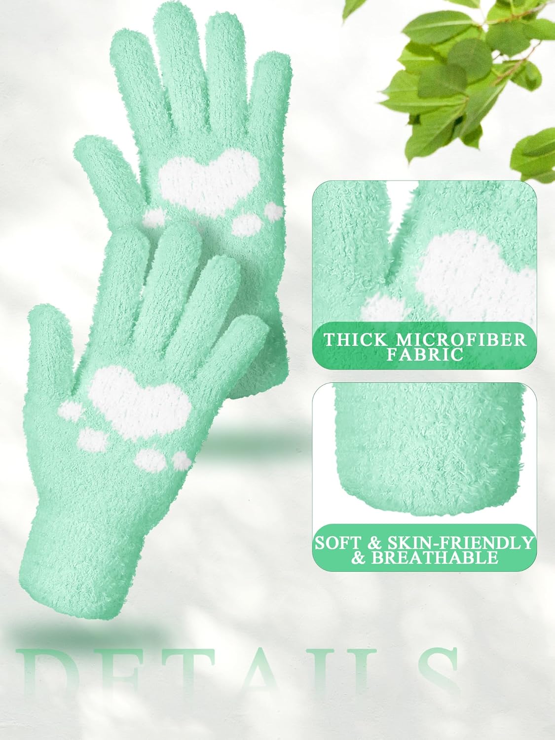 Patelai 3 Pairs Microfiber Plant Dusting Gloves Leaf Cleaning Gloves for Indoor Plants, Blinds, Furniture, House (Green Yellow,Blue,Pink,Medium)