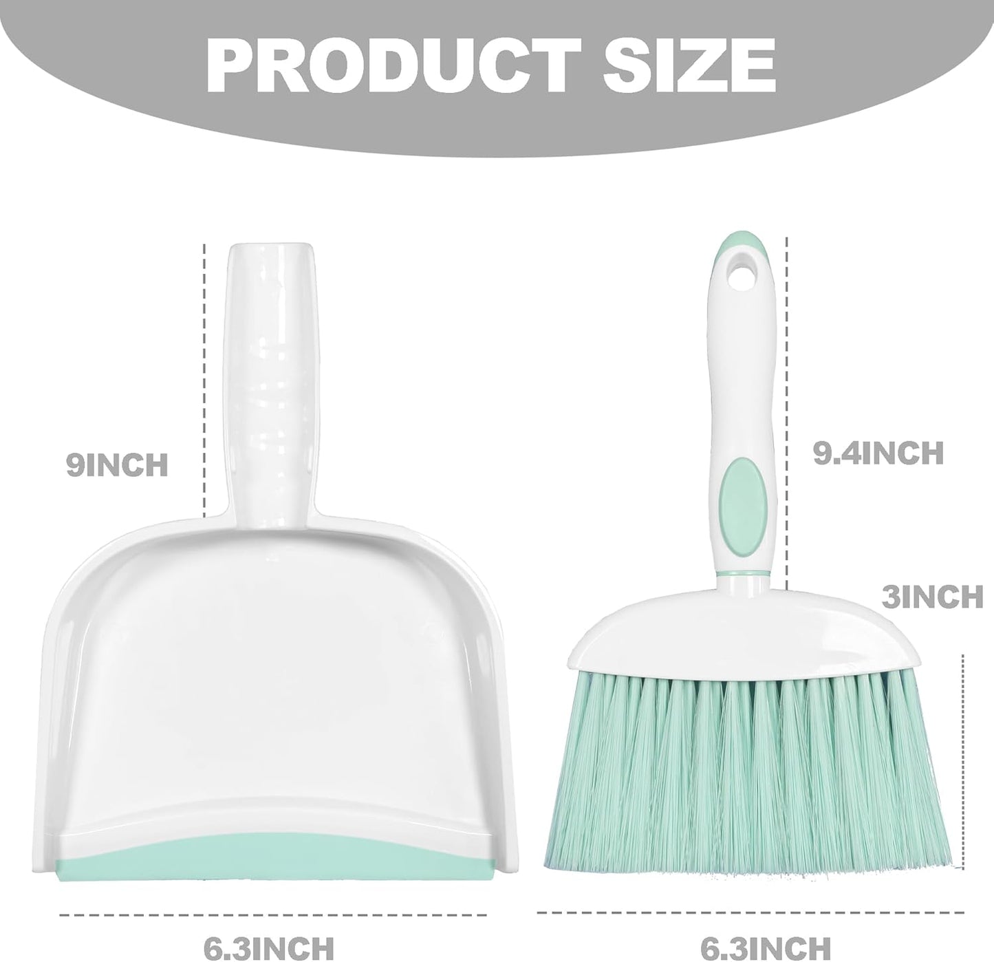 Mini Broom and Dustpan Set Small Broom with Dustpan Combo Set Portable Cleaning Tools for Home Office RV Learning Camping (White+Grey)