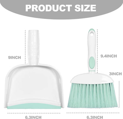 Mini Broom and Dustpan Set Small Broom with Dustpan Combo Set Portable Cleaning Tools for Home Office RV Learning Camping (White+Grey)