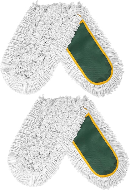 24 Inch Commercial Dust Mop,Heavy Duty Dry Wet Dust Mops Broom for Hardwood Floor, Laminate, Tile, Concrete Cleaning | 60 Extendable Handle & 2 Cotton Mop Heads | Home, Garage, Warehouse Use
