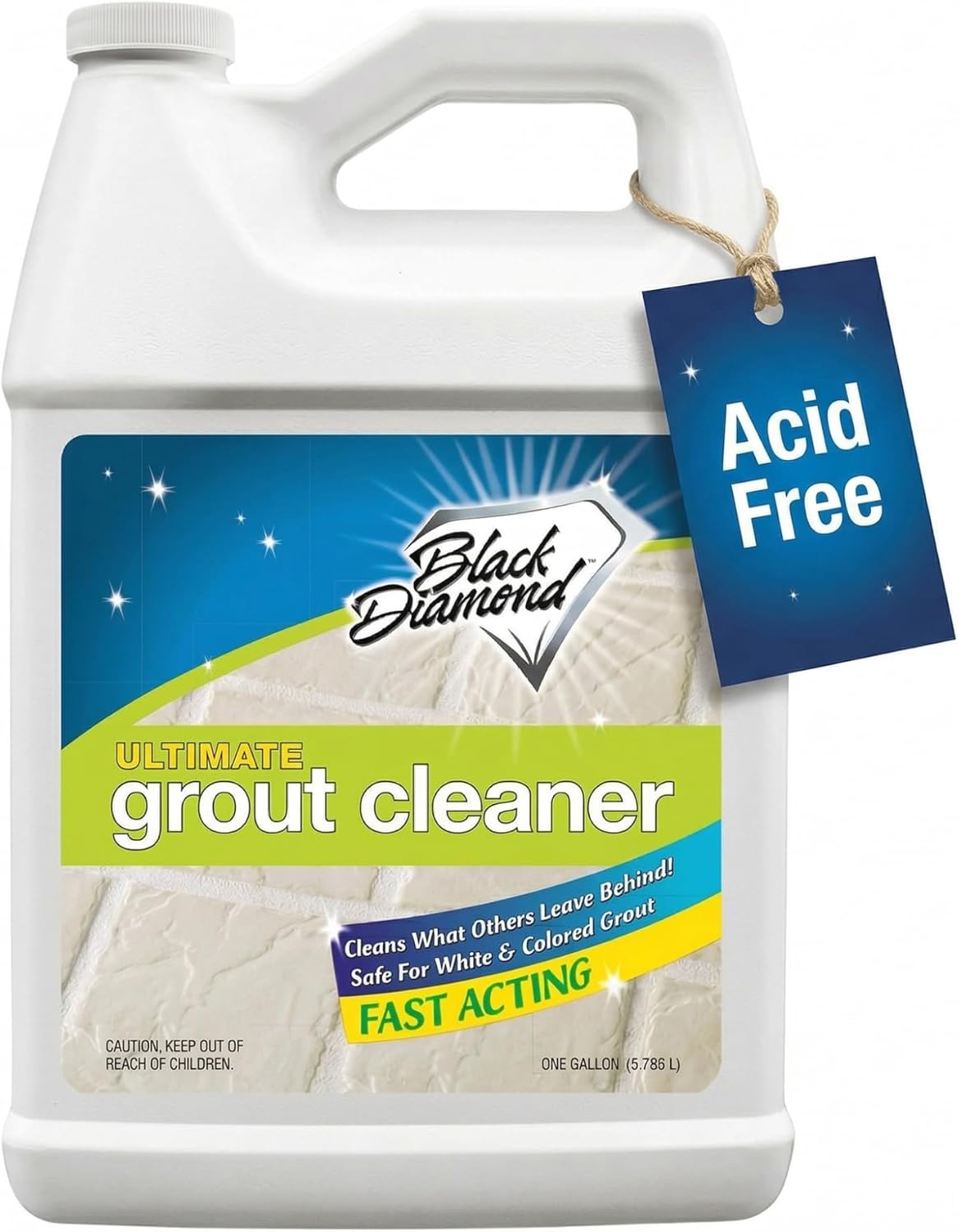 Black Diamond Ultimate Grout Cleaner: Best Cleaner for Tile,Ceramic,Porcelain, Marble Acid-Free Safe Deep Cleaner & Stain Remover for Even The Dirtiest Grout. (1-Quart/1-Brush)