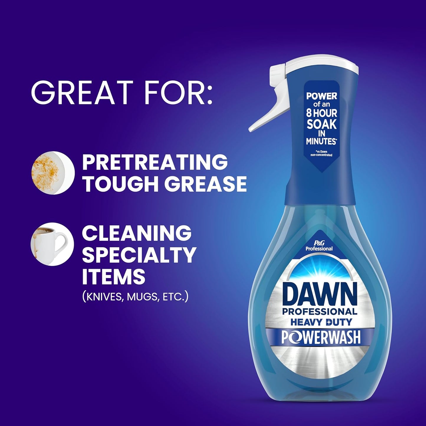 Dawn PRO Heavy Duty Powerwash, Bulk Foaming Dish Spray for Cleaning Burnt-On Grease in Commercial Kitchens, 16 fl oz (Case of 6)