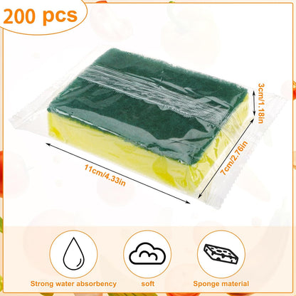 50 Pcs Individually Wrapped Sponges, Uncompressed Non Scratch Scrouing Sponges for Household Cleaning Dishes Kitchen Airbnb Apartment Car Bike Gray