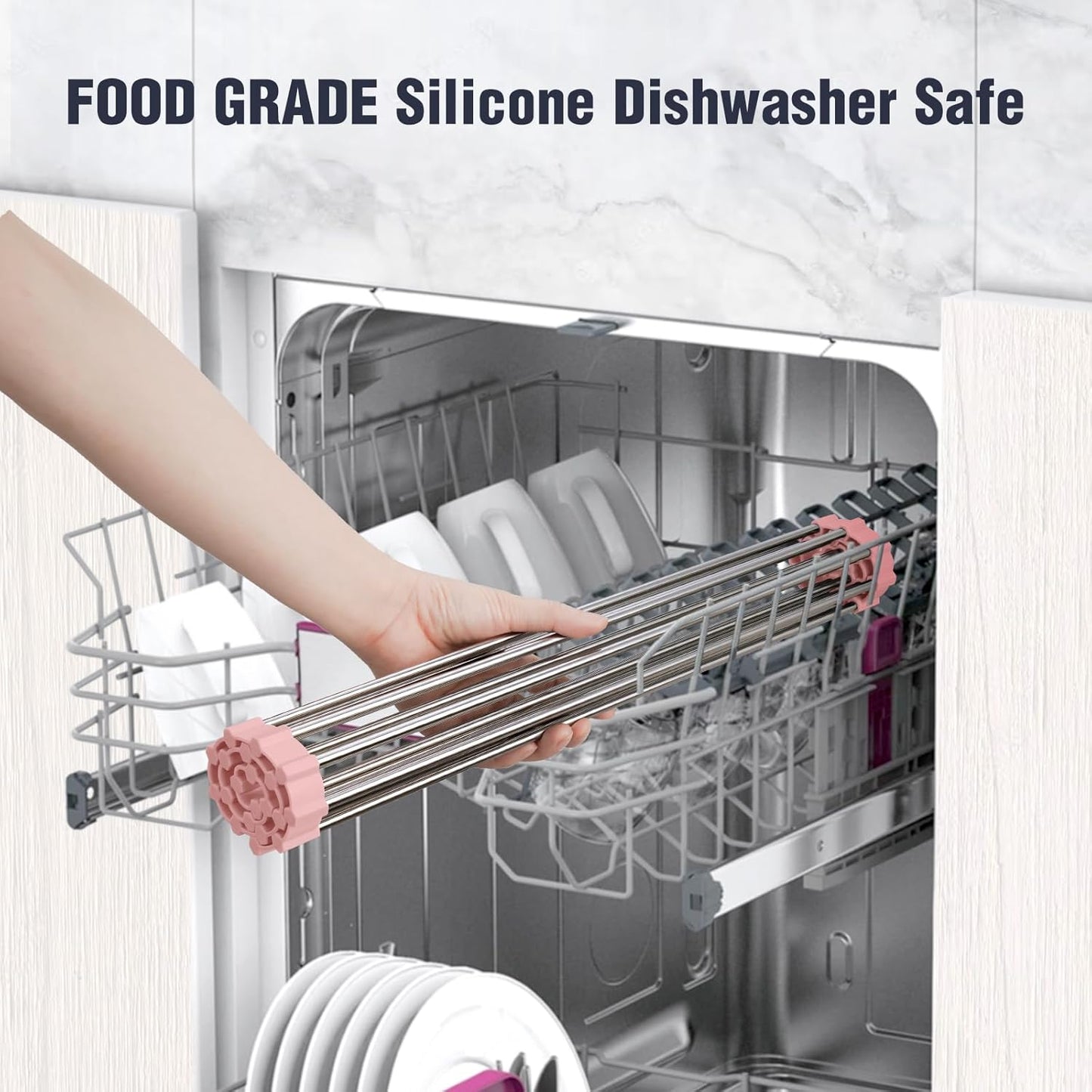 Tomorotec 17.7" x 15.5" Roll Up Dish Drying Rack Over Sink Drying Rack Sink Cover Kitchen Sink Accessories Gadget Multipurpose Organizer Foldable Stainless Steel Drainer (Grey)
